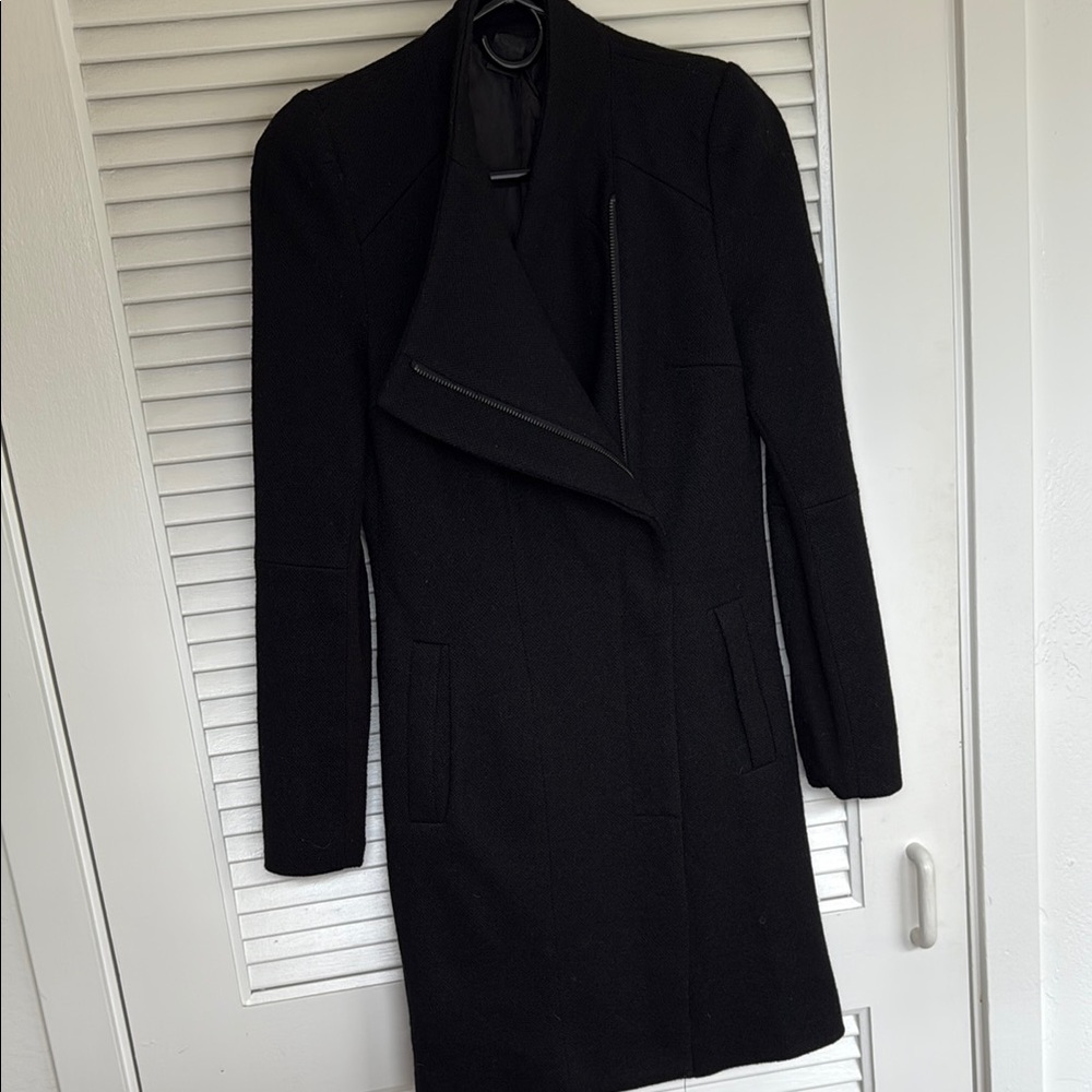 Chic Black Asymmetrical Coat